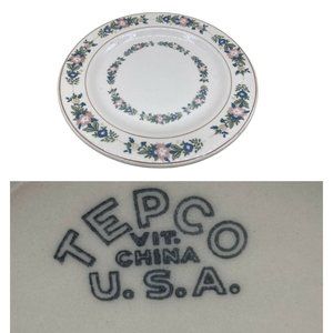 Tepco Restaurant Ware Rare Floral 8” Bread Plate Big Logo Beige Color READ